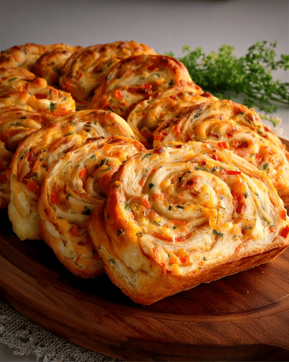 Savory Vegetable and Cheese Bread Swirls