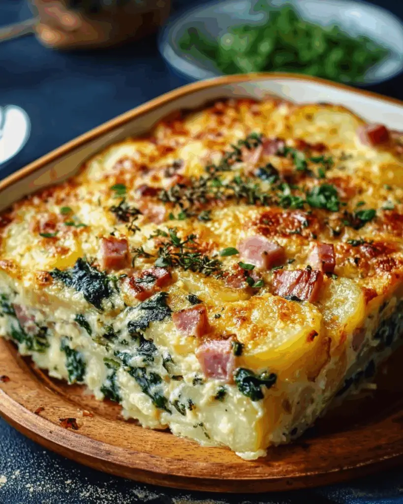 Cheesy Potato, Ham, and Spinach Bake – Comfort Food at Its Best