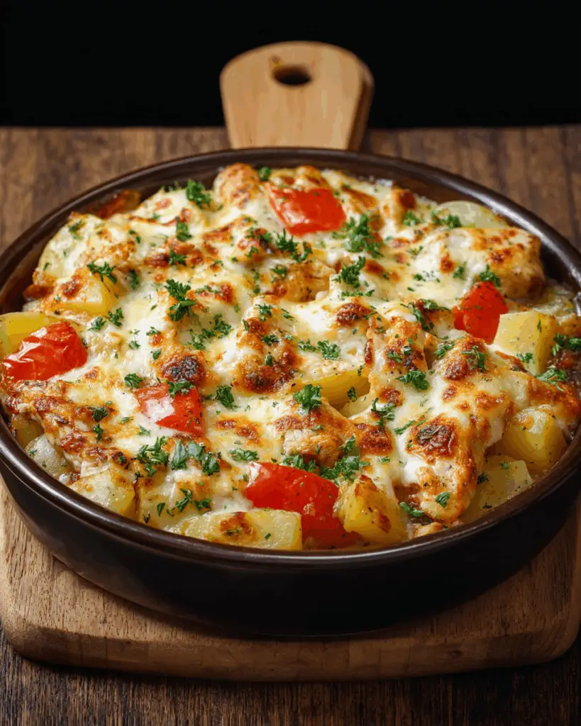 Hearty Chicken & Veggie Casserole with Egg Topping