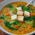 Creamy Red Lentil Spinach Soup –