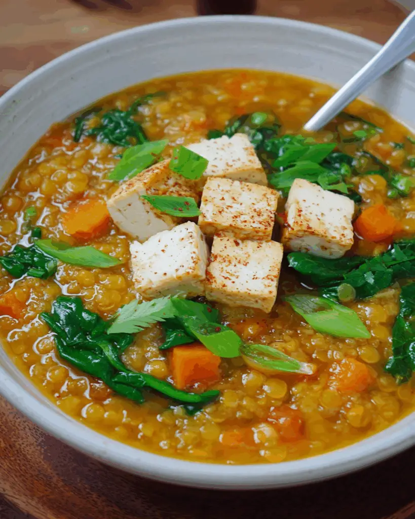Creamy Red Lentil Spinach Soup –