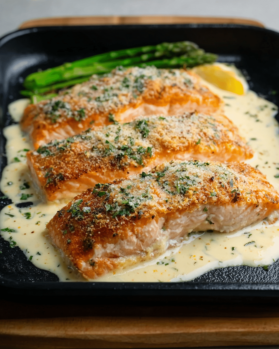 Pan-Seared Salmon with Garlic Parmesan Cream Sauce
