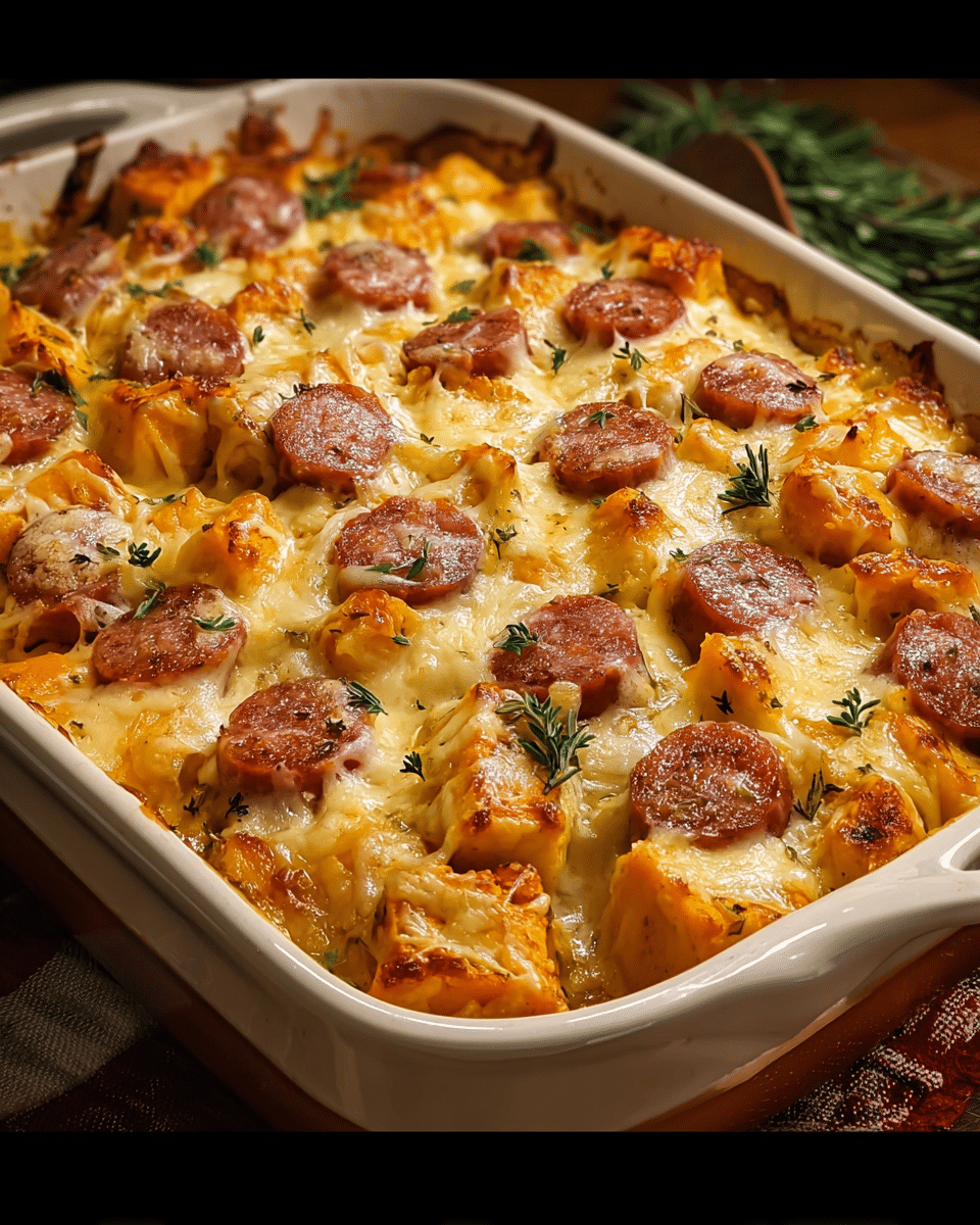 Cheesy Sausage & Vegetable Potato Bake – Easy One-Dish Dinner