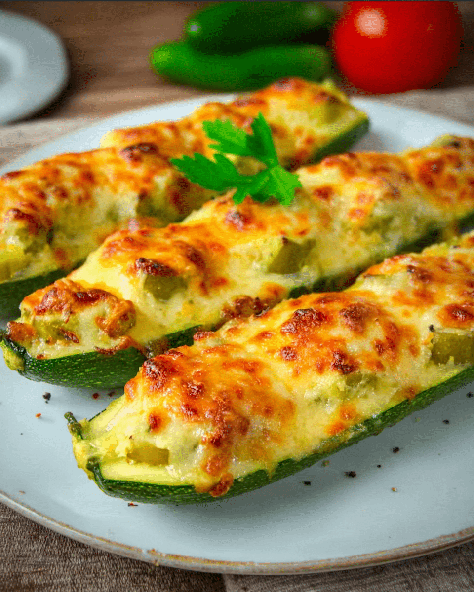 Low-Carb Zucchini Boats Loaded with Veggies & Cheese