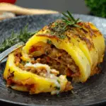 Baked Rolled Potato with Savory Meat Filling