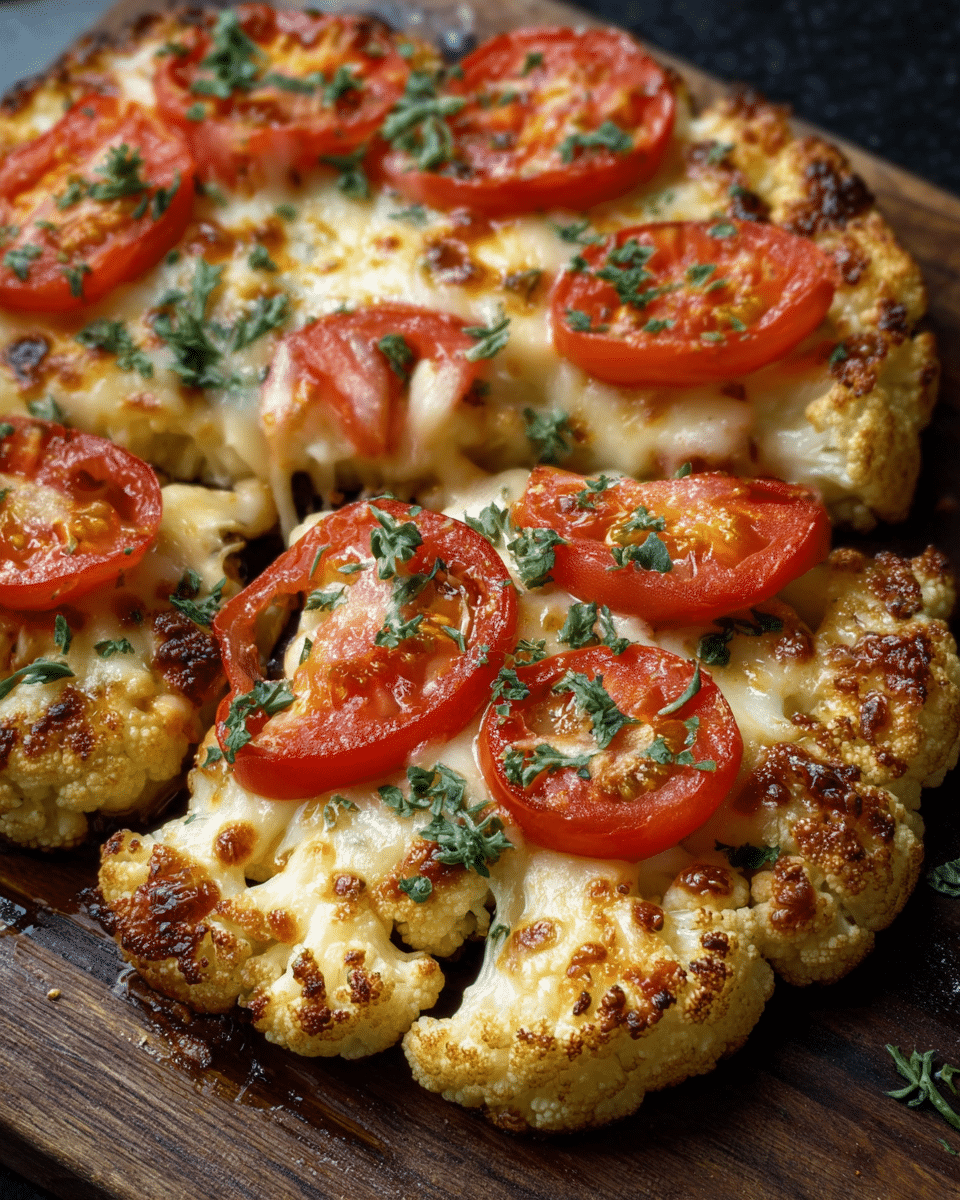 Cheesy Cauliflower Steaks with Tomato Topping – Easy & Delicious 🍅