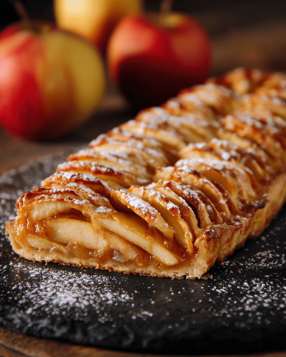 Flaky Apple Tart with Buttery Puff Pastry and Glaze