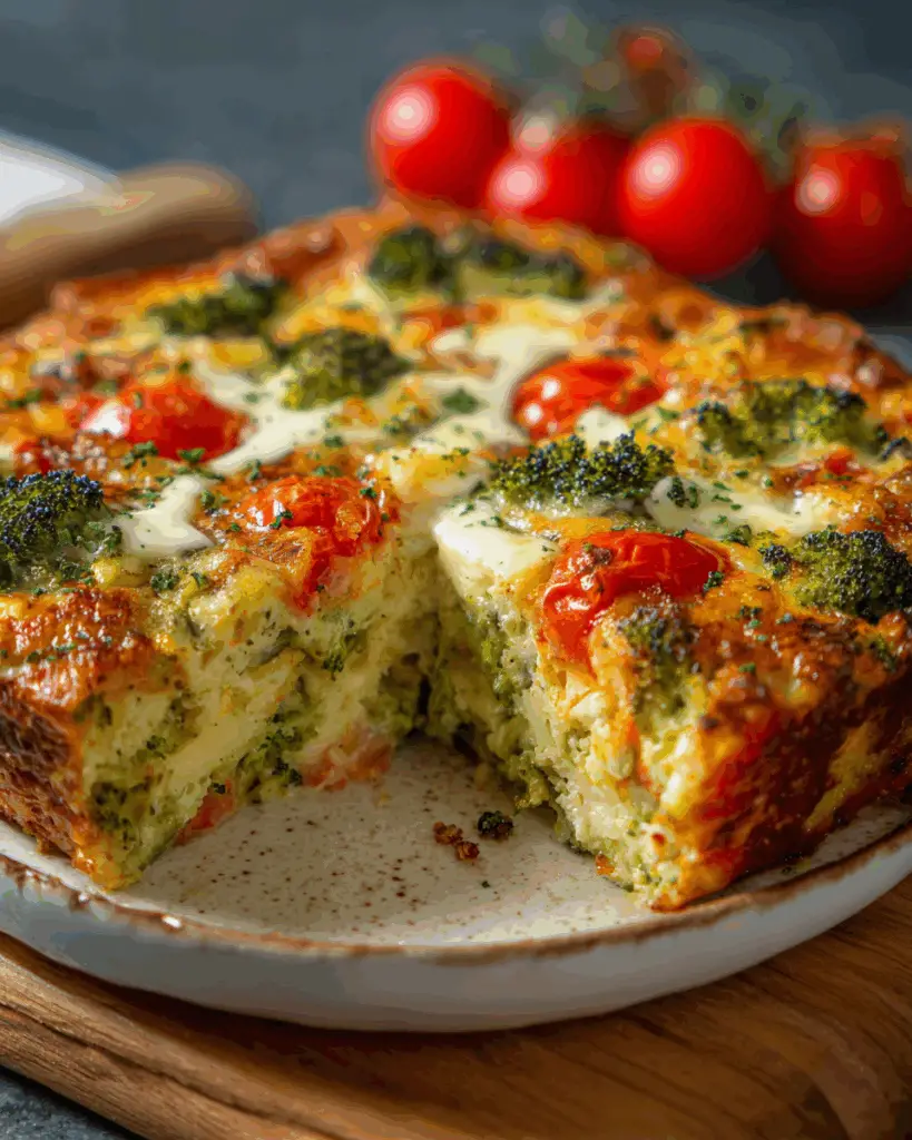 Cheesy Veggie Rice & Egg Casserole with Herb Mayo Sauce