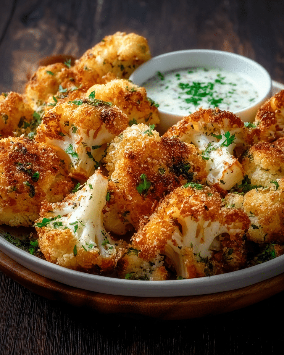 Garlic Parmesan Crispy Roasted Cauliflower