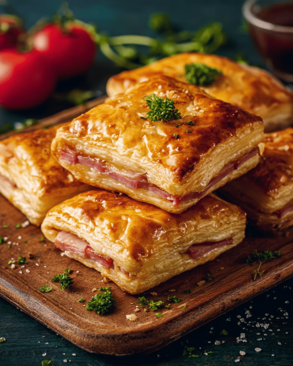 Ham and Cheese Puff Pastry Pockets