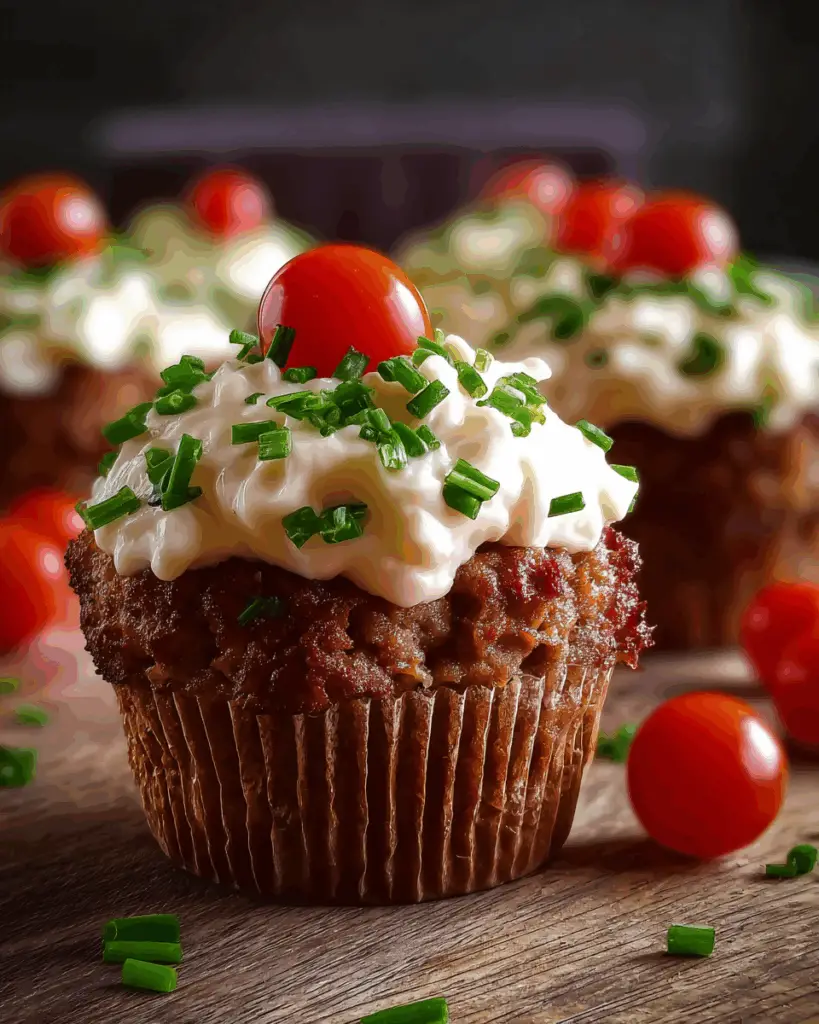 Mini Meatloaf Cupcakes with Mashed Potato Frosting