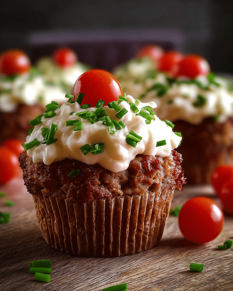 Mini Meatloaf Cupcakes with Mashed Potato Frosting