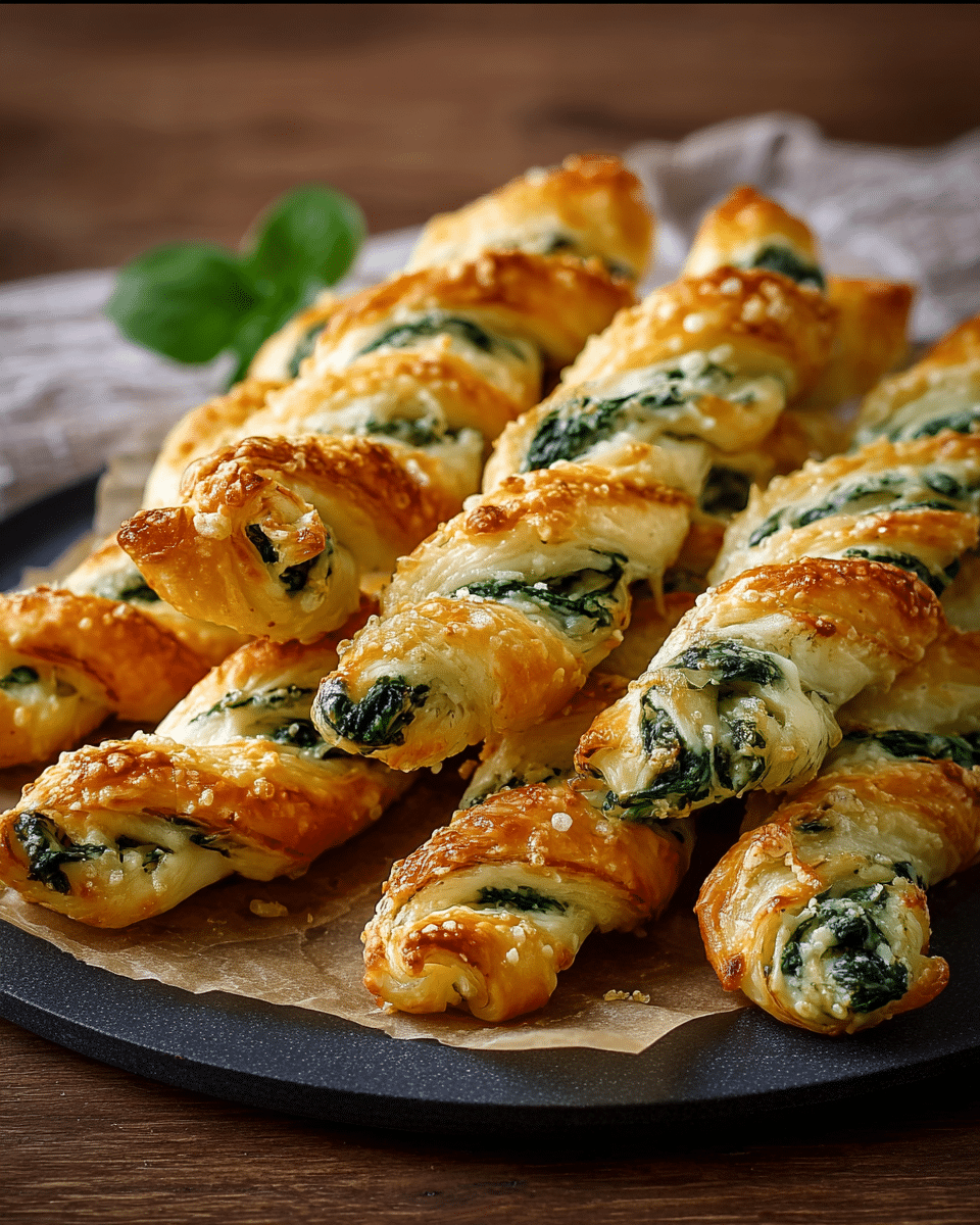 Cheesy Puff Pastry Twists with Spinach & Parmesan