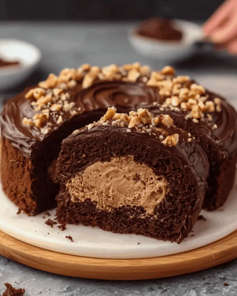 Decadent Chocolate Peanut Cake with Coffee Drizzle