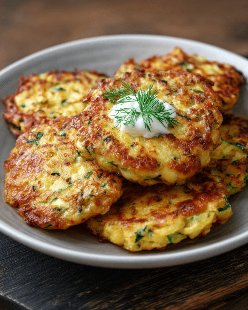 Crispy Zucchini & Potato Fritters with Spring Onions