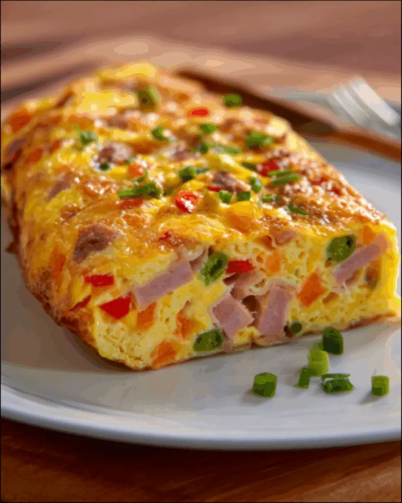 High-Protein Veggie & Ham Omelet Bake with Cheese