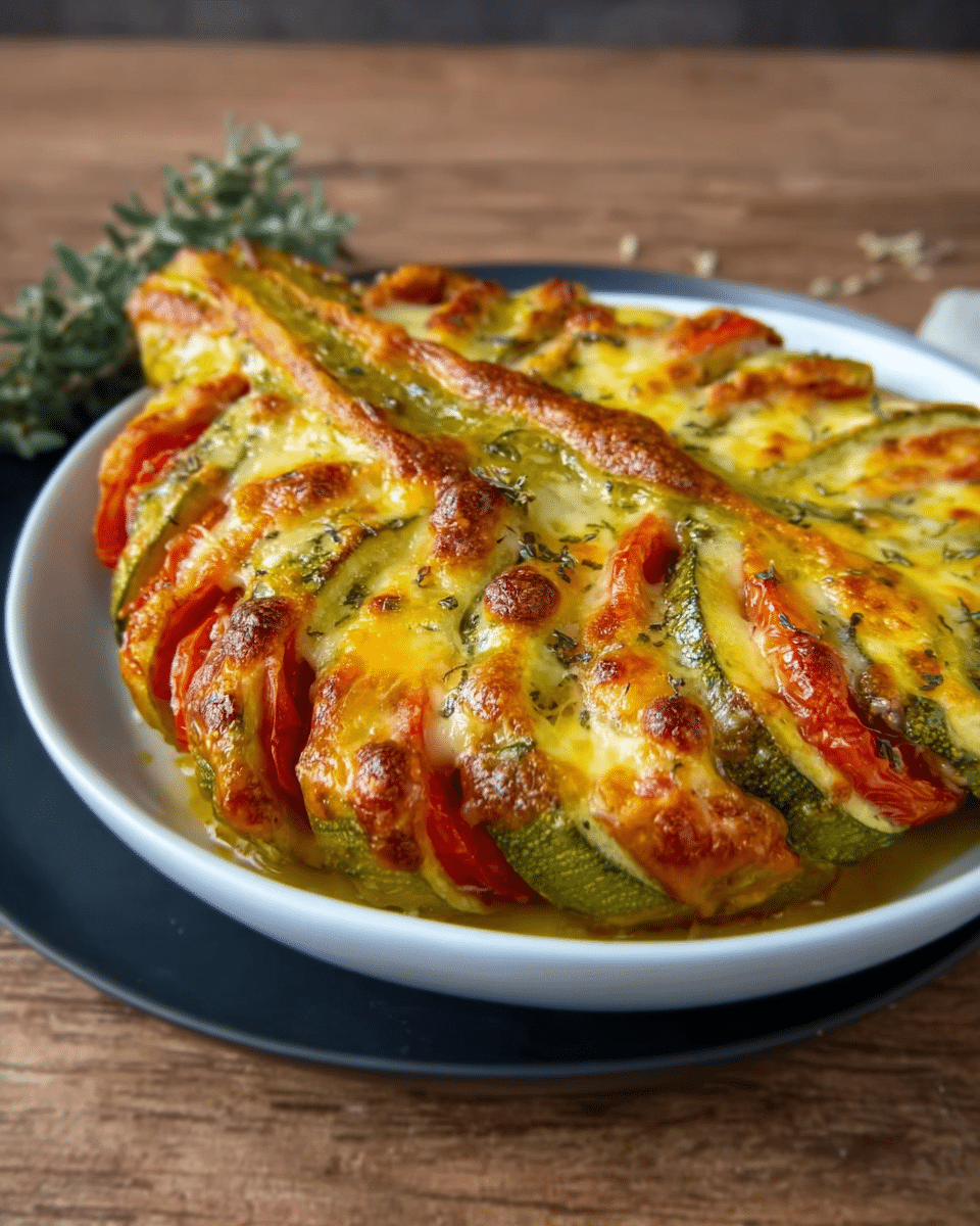 Healthy Cheesy Baked Zucchini and Tomato Side Dish