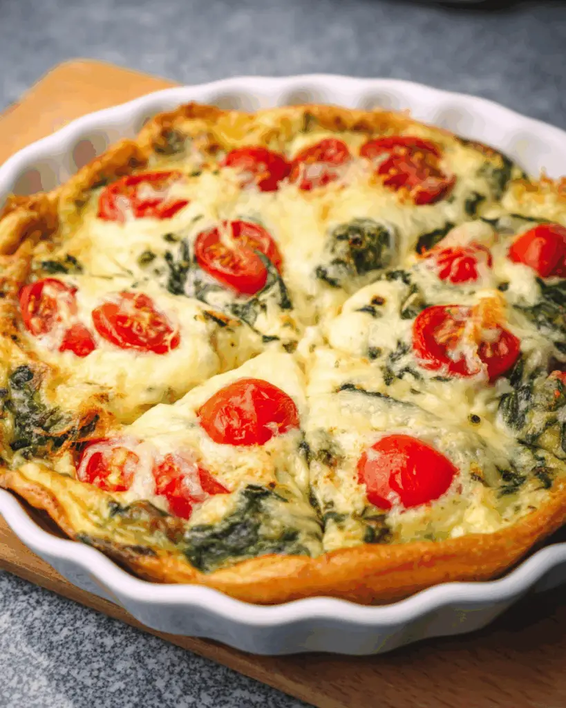 Spinach Tomato Tortilla Bake with Melted Cheese