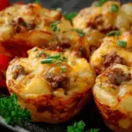Loaded Potato Muffins with Ground Beef & Cheese