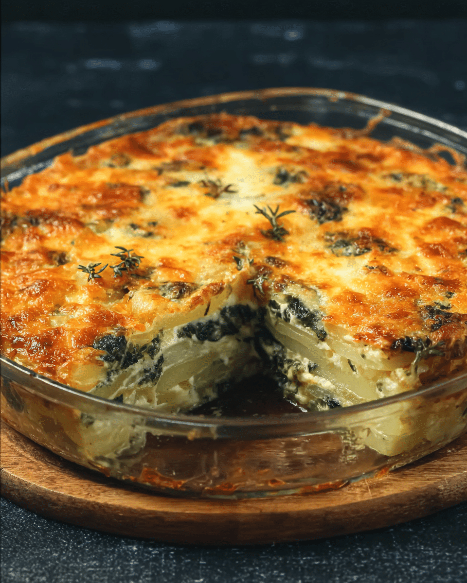 Easy Potato Spinach and Cheese Casserole Recipe