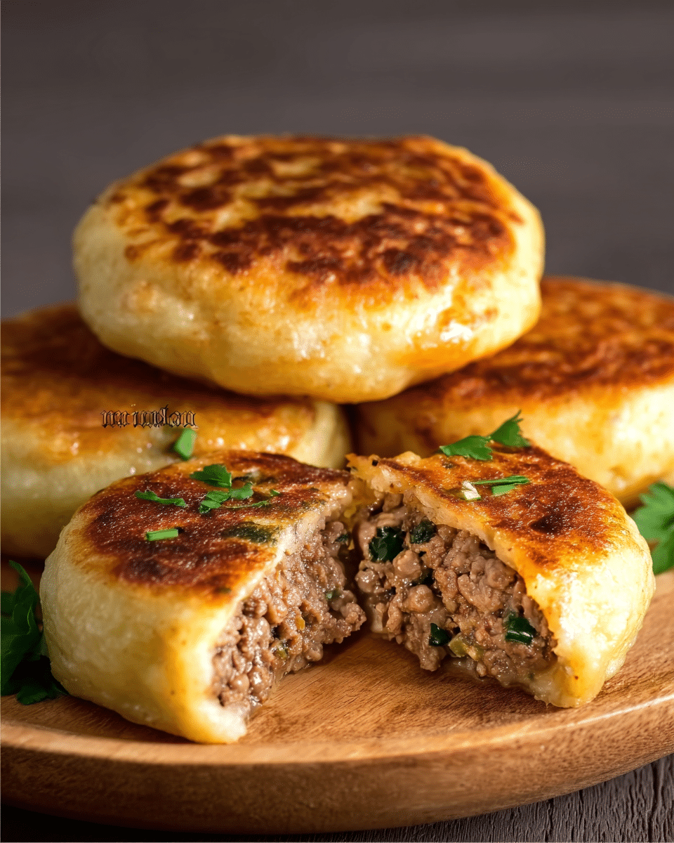 Crispy Mashed Potato Patties with Savory Meat & Cheese Filling