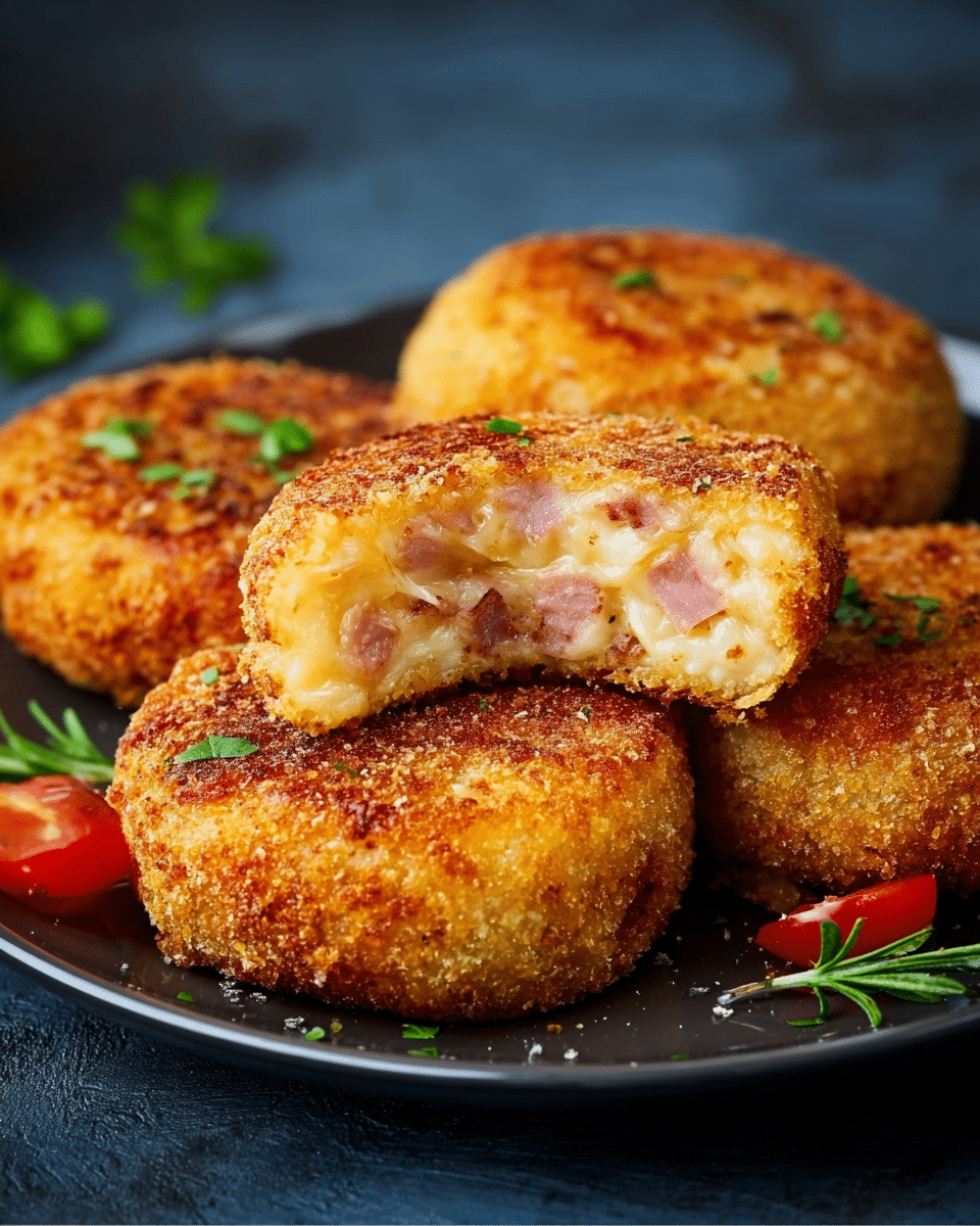 Cheesy Ham-Stuffed Potato Patties