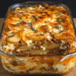Cheesy Layer Italian Potato and Meat Bake