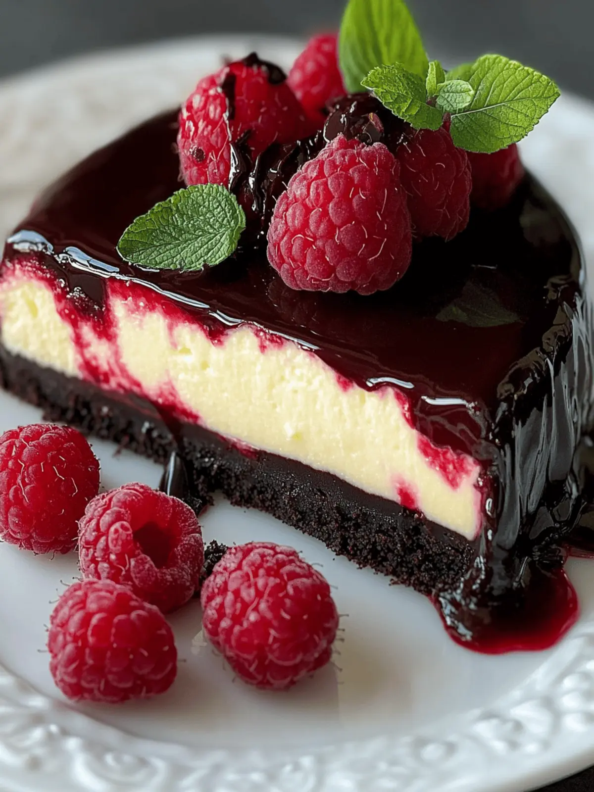 Dark Chocolate Raspberry Cheesecake