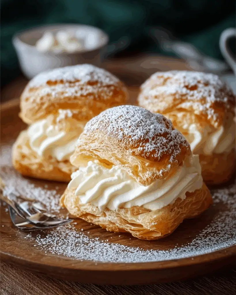 Classic Puff Pastry Bites with Custard and Whipped Cream Filling