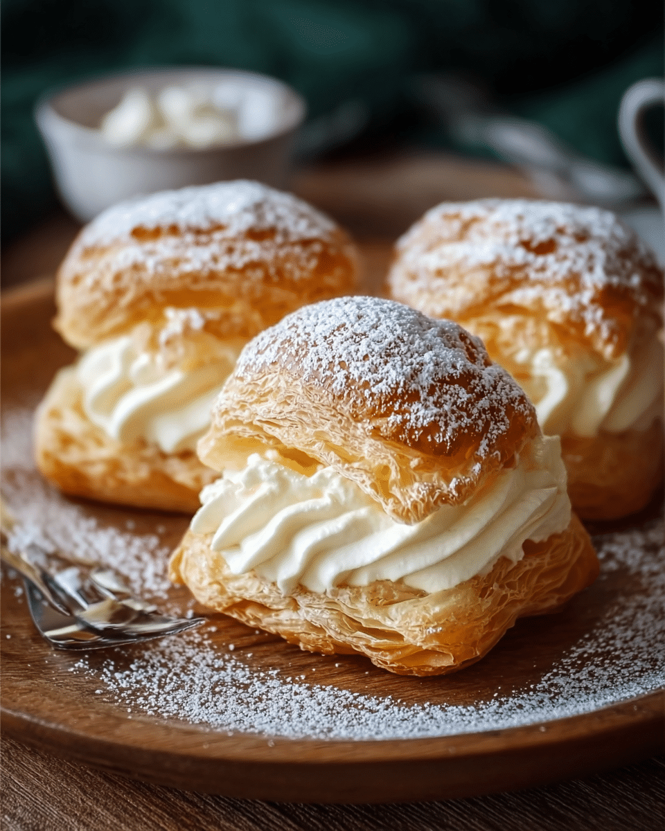 Classic Puff Pastry Bites with Custard and Whipped Cream Filling
