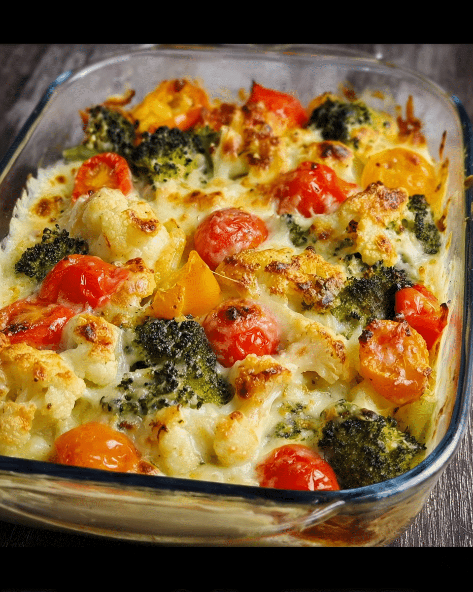 Broccoli and Cauliflower Frittata with Mozzarella